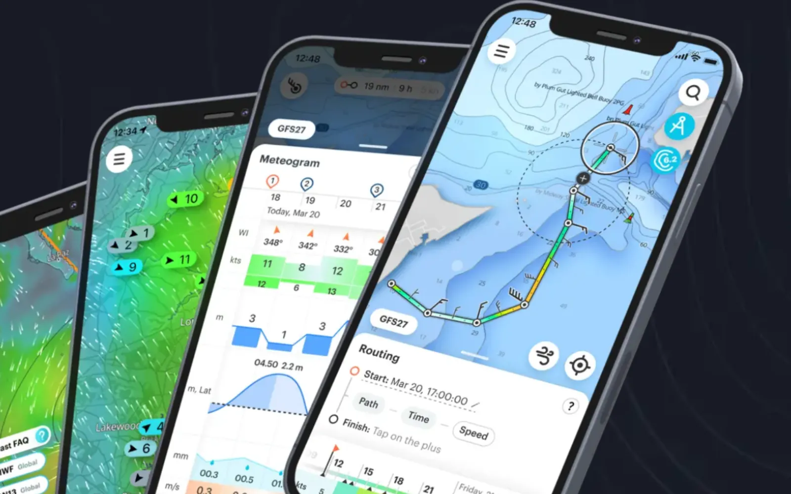 Windhub - marine map / ruler screen